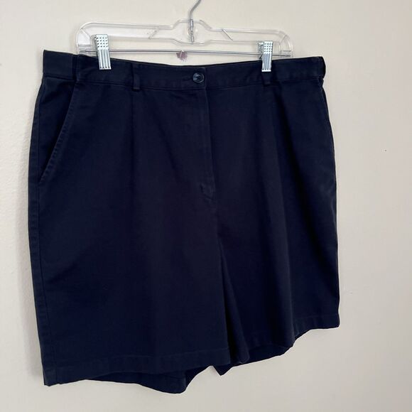 LL Bean Original Fit Expandable Waist Twill Cotton Chino Shorts, Navy- Size 18 - Picture 2 of 7
